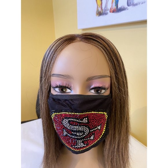 San Francisco 49ers Bling Rhinestone Face Mask Front Logo - Picture 9 of 10